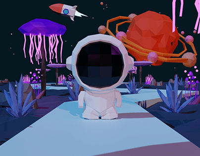 Jumping Low Poly Astronaut