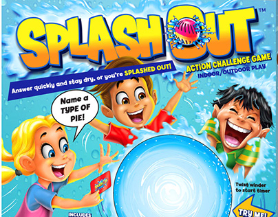 "Splash Out" toy box illustration & characters