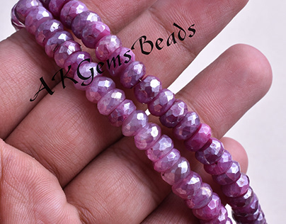 Red Ruby Moonstone Coated Silverite Rondelle Beads