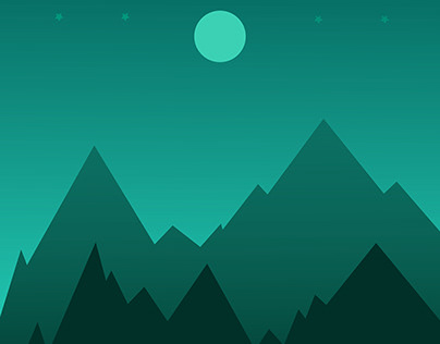 Mountains Landscape on the midnight full os stars