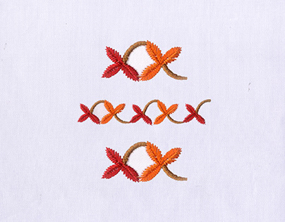 WILTED FALL COLORED LEAVES BORDER EMBROIDERY DESIGN