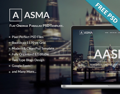 AASMA One Page Free Psd Templates  