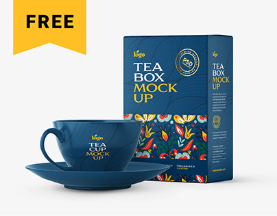 Free Tea Box Packaging Mockup Set