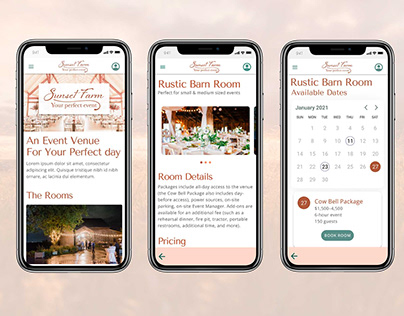 Project thumbnail - Sunset Farm - UX/UI Case study for event venue app