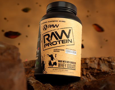 3D Product Visualization - Whey Protein Raw Nutrition