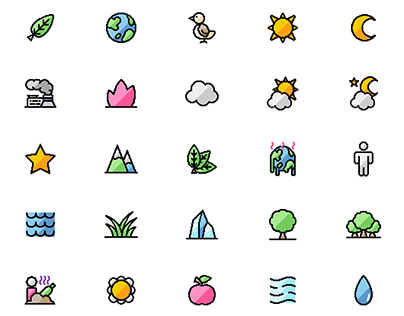 Filled Pixelo Environment Icon Set
