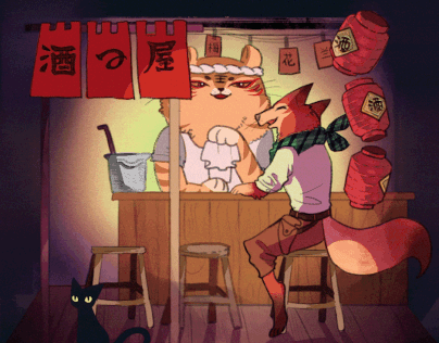 【GIF】A cozy animal tavern
