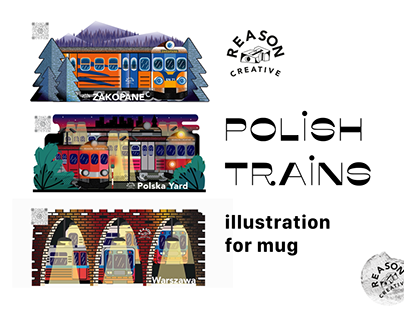 Polish trains Illustration for mug.