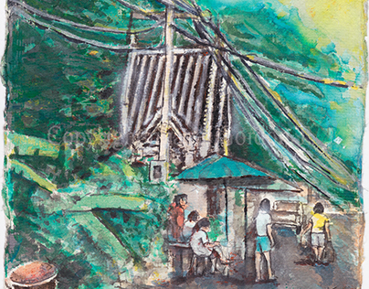 A quiet lane, Bangkok , deckled edged paper, 8 x 11 in