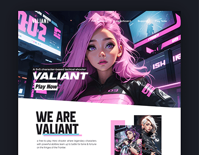 Valiant FPS Game UI/UX Landing Page Design
