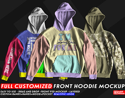 full custom front Hoodie Mockup psd template