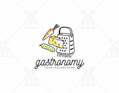 Cheese grater with vegetables logo design