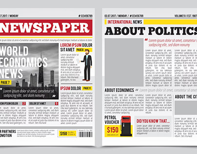 Daily newspaper journal design template with two-page