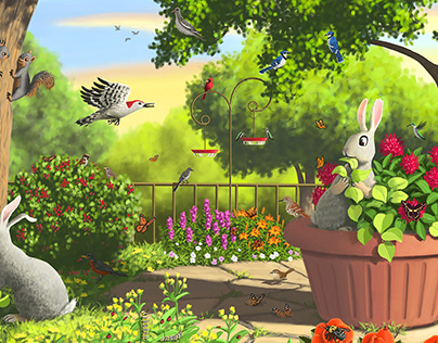 Illustrations for children's book "Oh hoppy day".