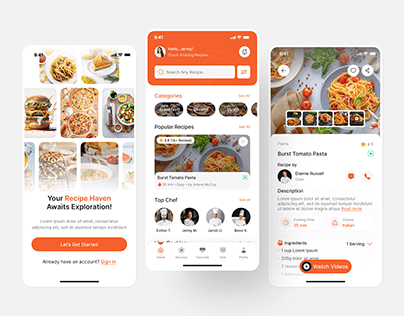 Recipe App | Food Recipe Mobile App | Cooking App UI