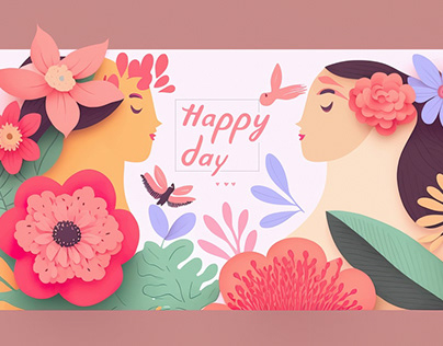 Flat international woman day greeting card