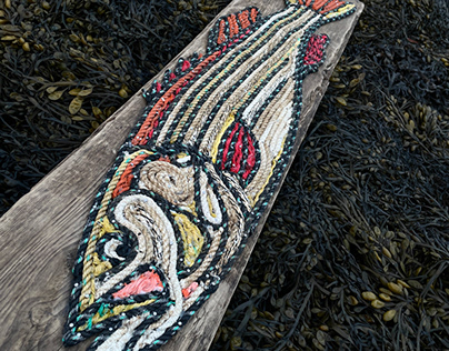 Lobster Trap Rope Art on Driftwood