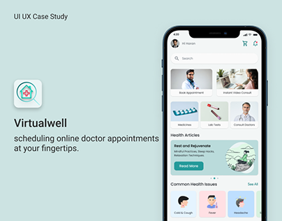 VIRTUALWELL(Doctor appointment app)-UX UI CASE STUDY