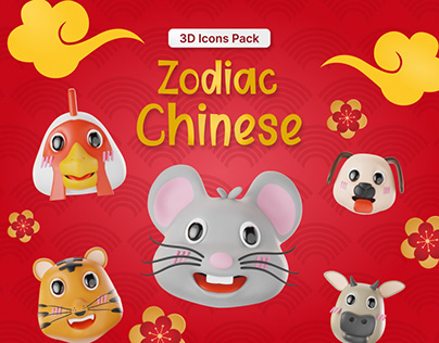 3D Icon Head Cute Zodiac Chinese Head Cute