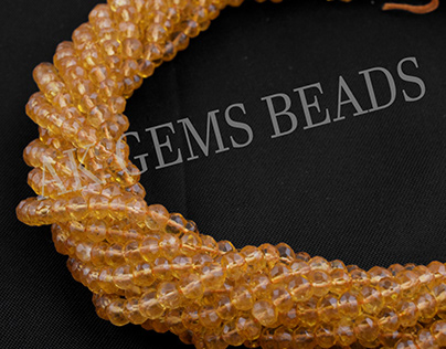 3-4mm Natural Citrine Faceted Rondelle Gemstone Beads