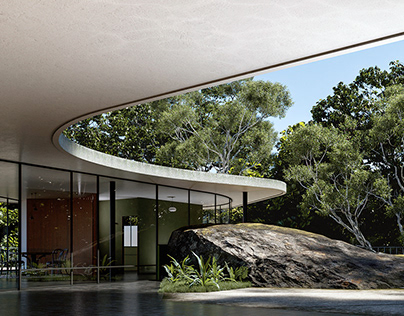 CGI: Casa das Canoas. Oscar Niemeyer