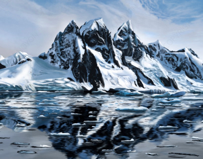 Digital Painting - Snowy Mountains I