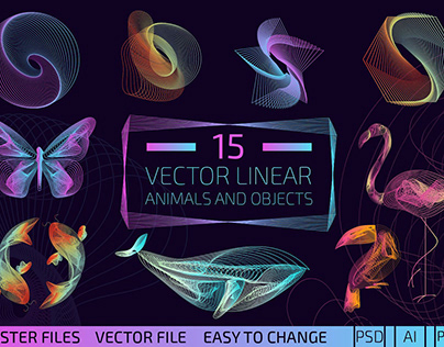 VECTOR LINEAR ANIMALS AND OBJECTS