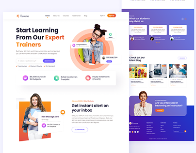E Course LMS Landing Page Redesign