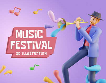 3D Music Festival Illustration