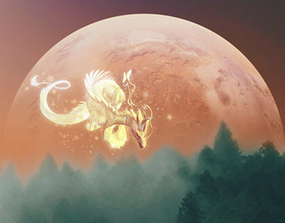 Flying golden dragon