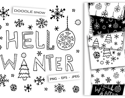 Collection of Doodle Snowflakes Clipart