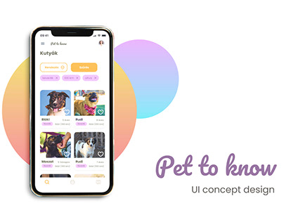 Pet to know - UI design for a pet adoption app
