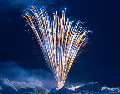 Fireworks at Glacier Lagoon