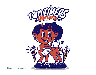 Two Timers Vintage 80's Cartoon Logo