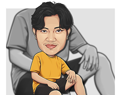 big head carricature,couple realistic and car vector