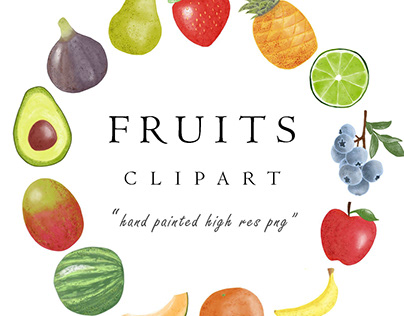 Watercolor Fruit Clipart PNG Download Set