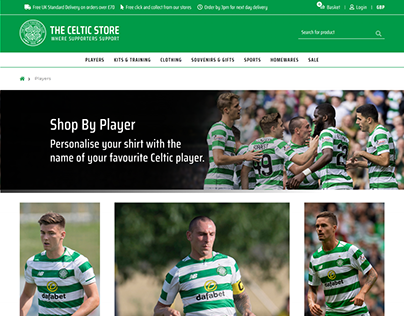 Celtic FC Store Ecommerce Web Design
