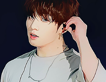 Digital painting of singer Jungkook, BTS