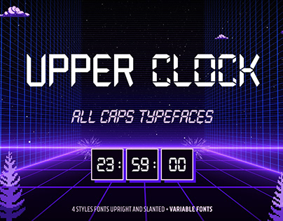 Upper Clock Digital All-cap Typeface