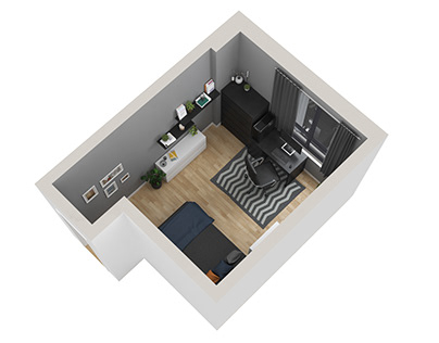3D Floor plan: Home office