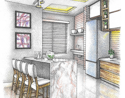 Interior design illustration - service (kitchen)