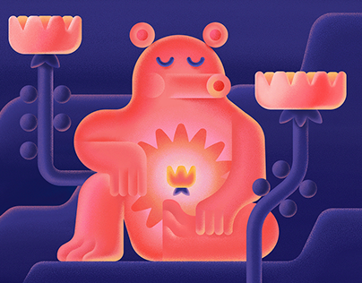 Illustrations for the meditation app "Wombat"