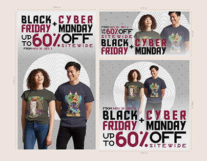 RedBubble Black Friday + Cyber Monday Promo Banners