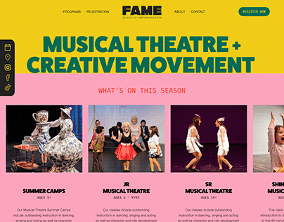 FAME School of Performing Arts Website Design