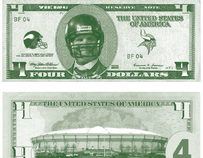 Brett Favre 4 Dollar Bills
