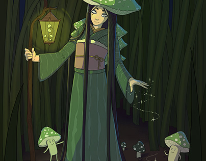 Mushroom Witch Illustration
