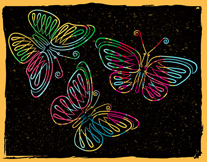 Continuous line butterflies