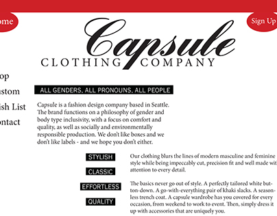 Capsule Clothing Co. Website