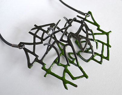 Green and Black Enamelled necklace