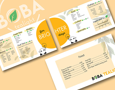 Boba Tealight Menu and Branding